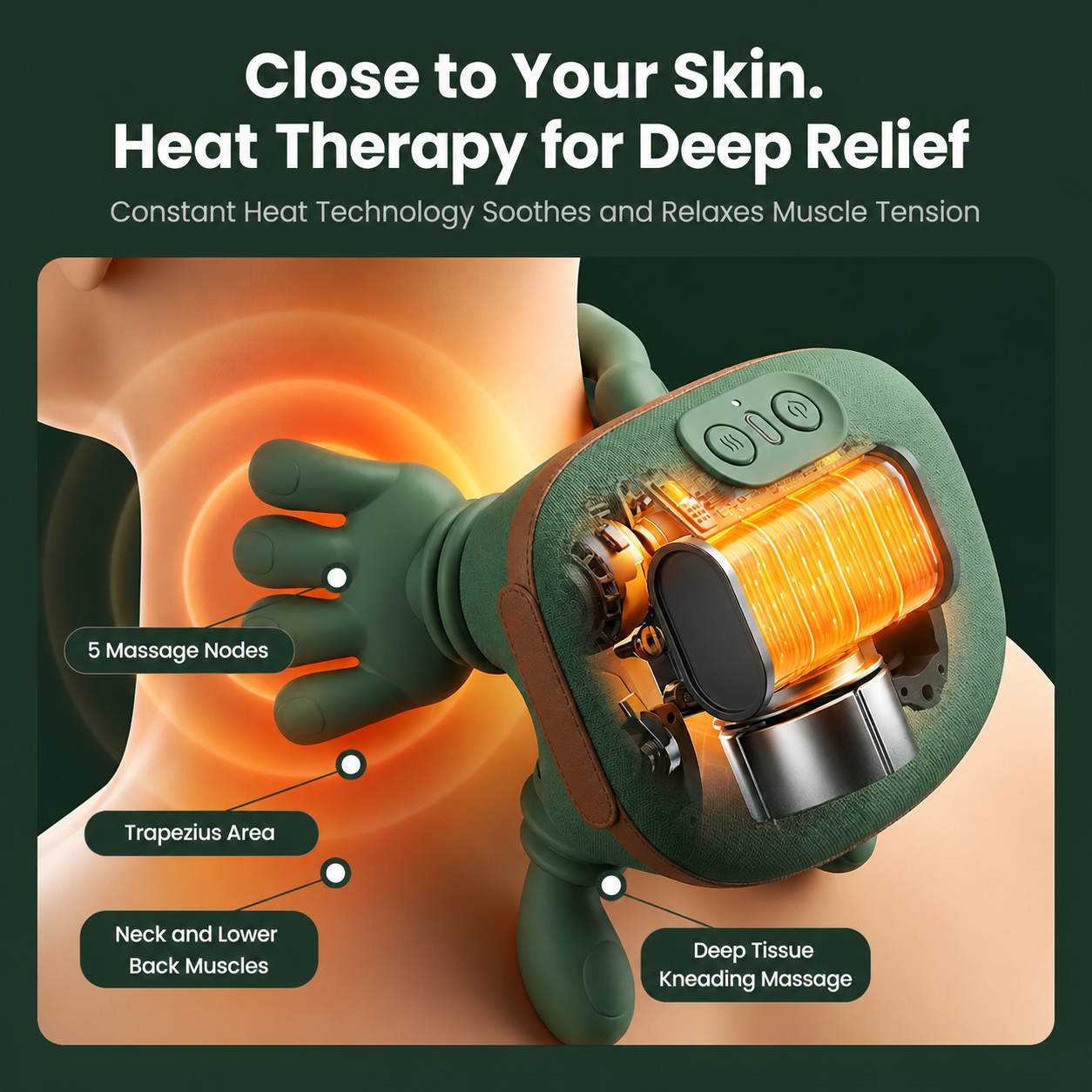 Heated Neck & Shoulder Massager with Deep Tissue & Heat Therapy